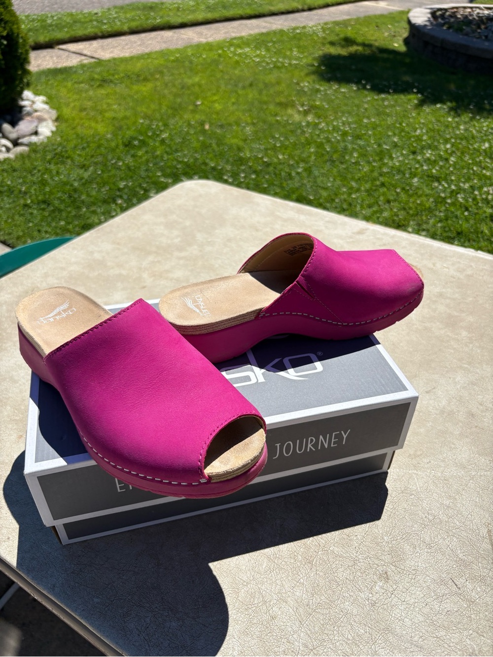 Dansko Ravyn Peep Toe Sandal Bright Pink